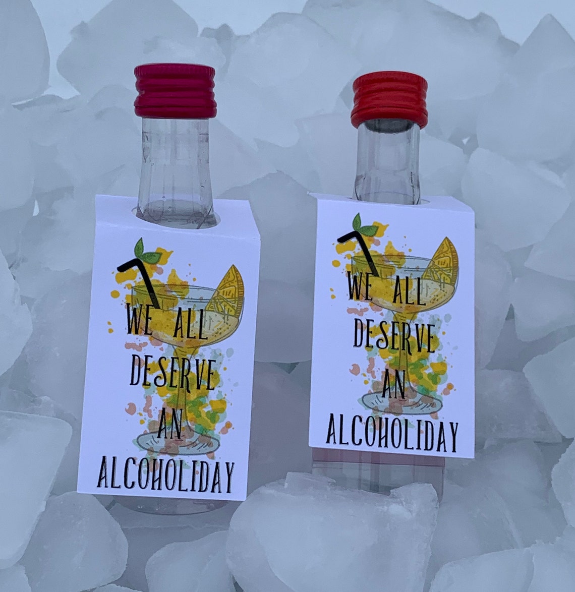We All Deserve an Alcoholiday Funny Mini Liquor Bottle Tags Etsy