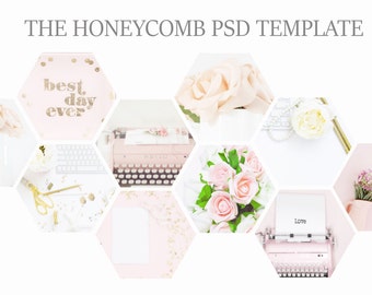 Download Free Honeycomb Psd Template Hexagon Psd Template Image Display PSD Mockup Template