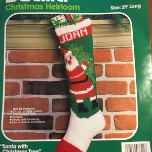 Vintage HTF Bucilla Christmas Heirloom Knit Stocking #7621 Santa with Christmas Tree *Pattern & Instructions ONLY*
