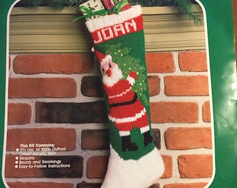 Vintage HTF Bucilla Christmas Heirloom Knit Stocking #7621 Santa with Christmas Tree *Pattern & Instructions ONLY*