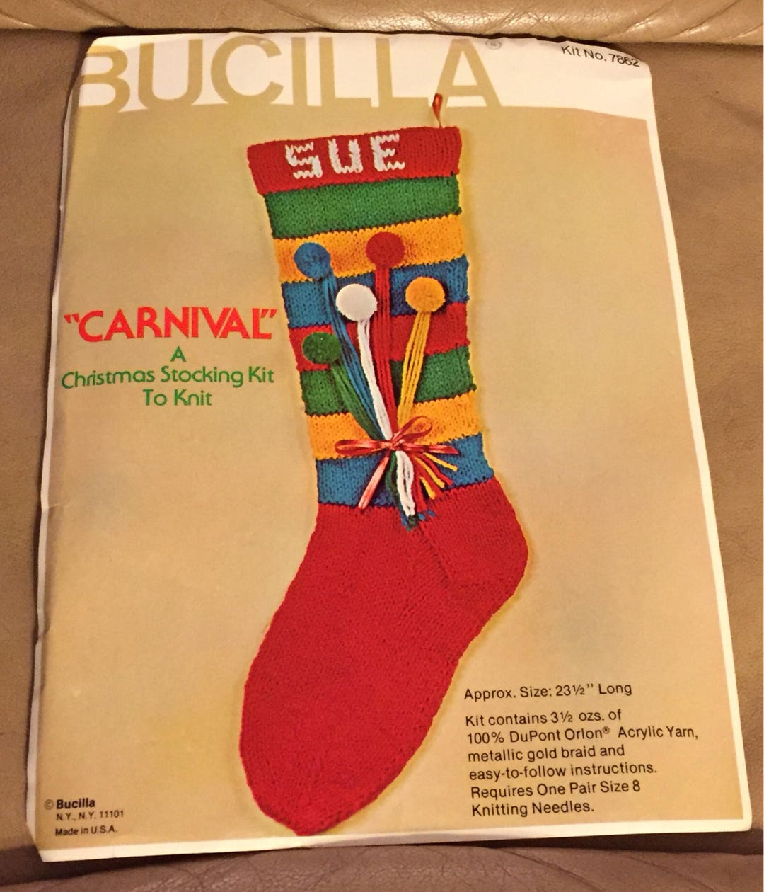 Vintage HTF Bucilla Christmas Heirloom Knit Stocking #7862 Carnival ...