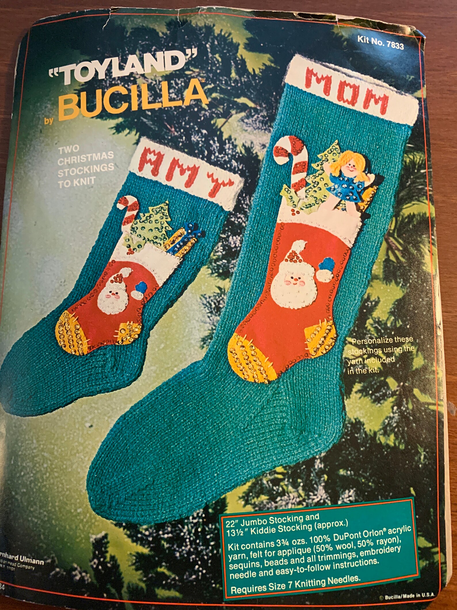 Vintage HTF Bucilla Christmas Heirloom Knit Stocking 7833 TOYLAND