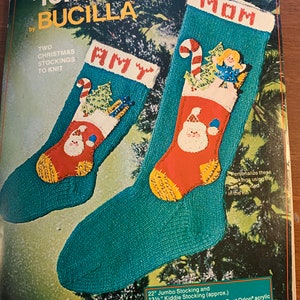 Vintage HTF Bucilla Christmas Heirloom Knit Stocking #7833 TOYLAND Stocking Full of Toys *Pattern & Instructions ONLY*