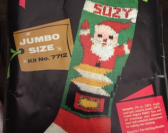 Vintage HTF Bucilla Christmas Heirloom Knit Stocking #7712 Jack in the Box Toy Santa *Pattern & Instructions ONLY*