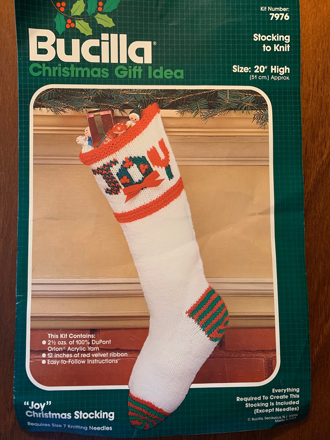 Vintage HTF Bucilla Christmas Heirloom Knit Stocking #7976 JOY 20 ...