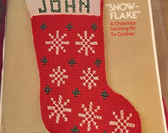Vintage HTF Bucilla Christmas Heirloom Crochet Stocking #7861 Santa with SNOW-FLAKE *Pattern & Instructions Only*