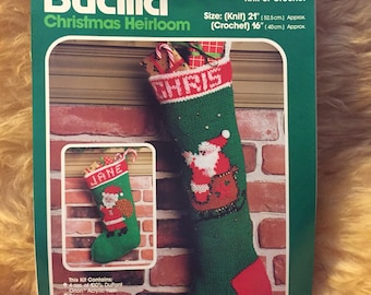 Vintage HTF Bucilla Christmas Heirloom Knit or Crochet Stocking #7940 Christmas Time *Pattern & Instructions ONLY*