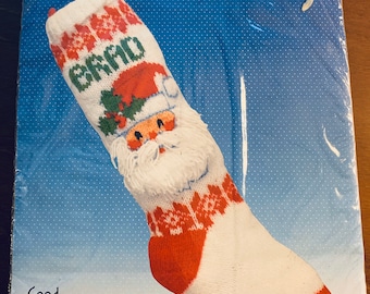 Vintage HTF Good Shepherd Christmas Heirloom Knit Knitted HaPpY SANTA Christmas Stocking 87402 *Pattern & Instructions ONLY*