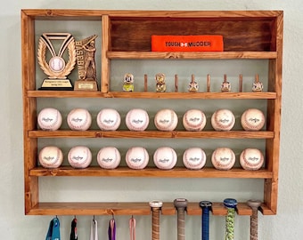 Baseball, Ring, Medal and Small Trophy Display/Shelf