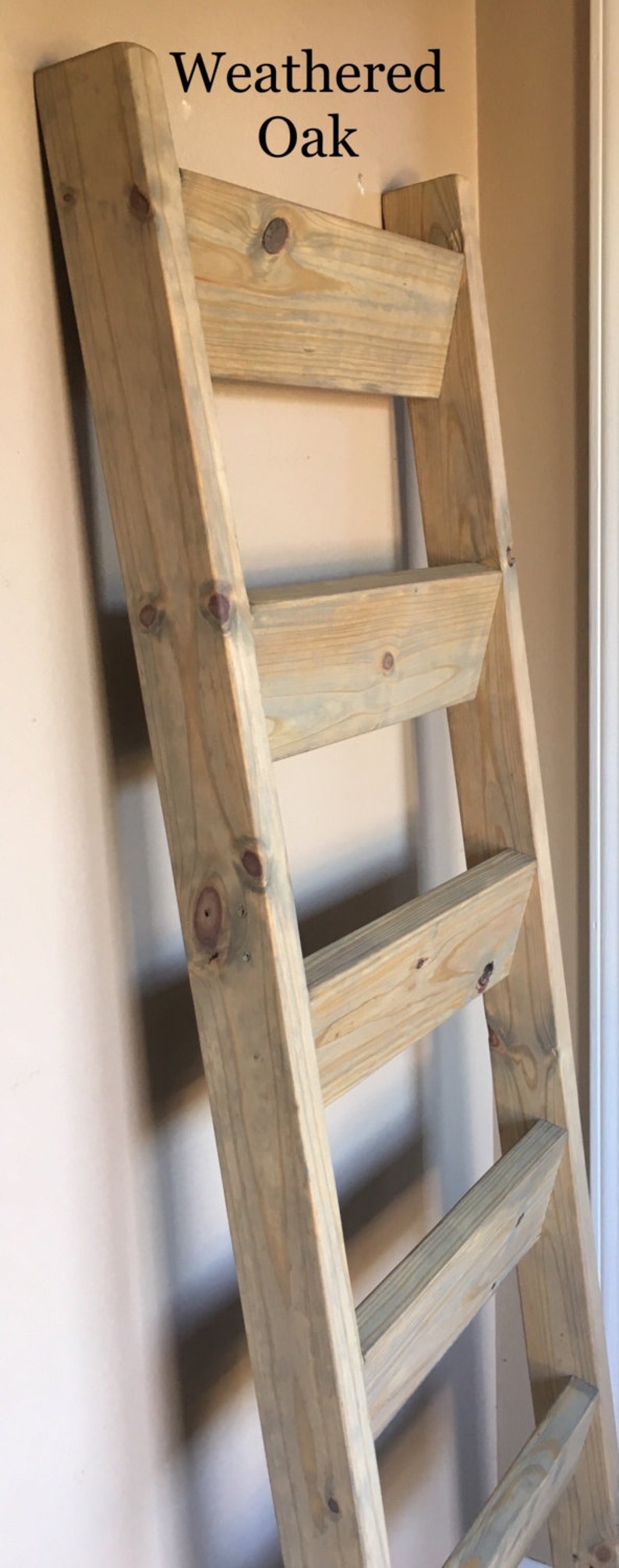 5 ft Blanket Ladder, Quilt Ladder, Wood Ladder, Blanket organizer, Quilt organizer, Rustic Decor, Farmhouse, Rustic Ladder, Shabby Chic Deco image 6