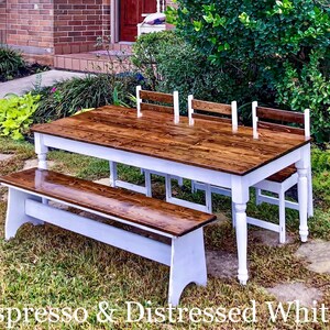 61 in. Kids Farmhouse Table with chairs and/or bench image 6