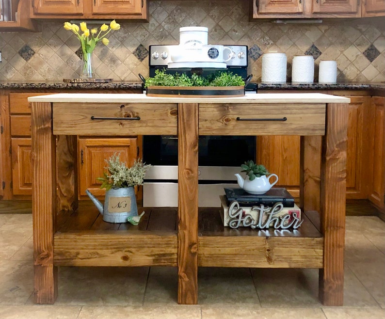 Farmhouse Kitchen Island Chunky Legs Etsy