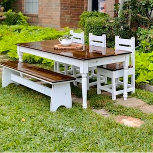 61 in. Kids Farmhouse Table with chairs and/or bench image 1