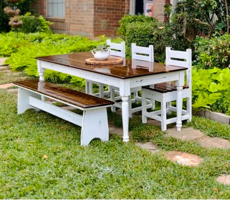 61 in. Kids Farmhouse Table with chairs and/or bench image 1