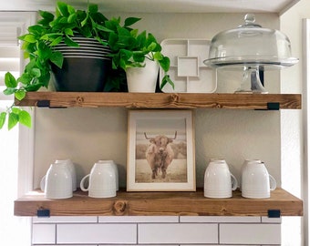 36 Inch Industrial Floating Shelf with Brackets