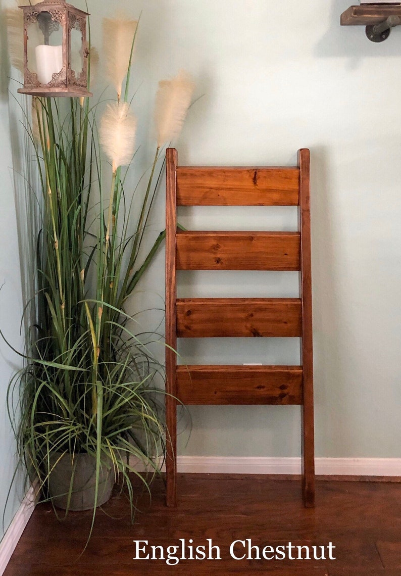 5 ft Blanket Ladder, Quilt Ladder, Wood Ladder, Blanket organizer, Quilt organizer, Rustic Decor, Farmhouse, Rustic Ladder, Shabby Chic Deco image 3