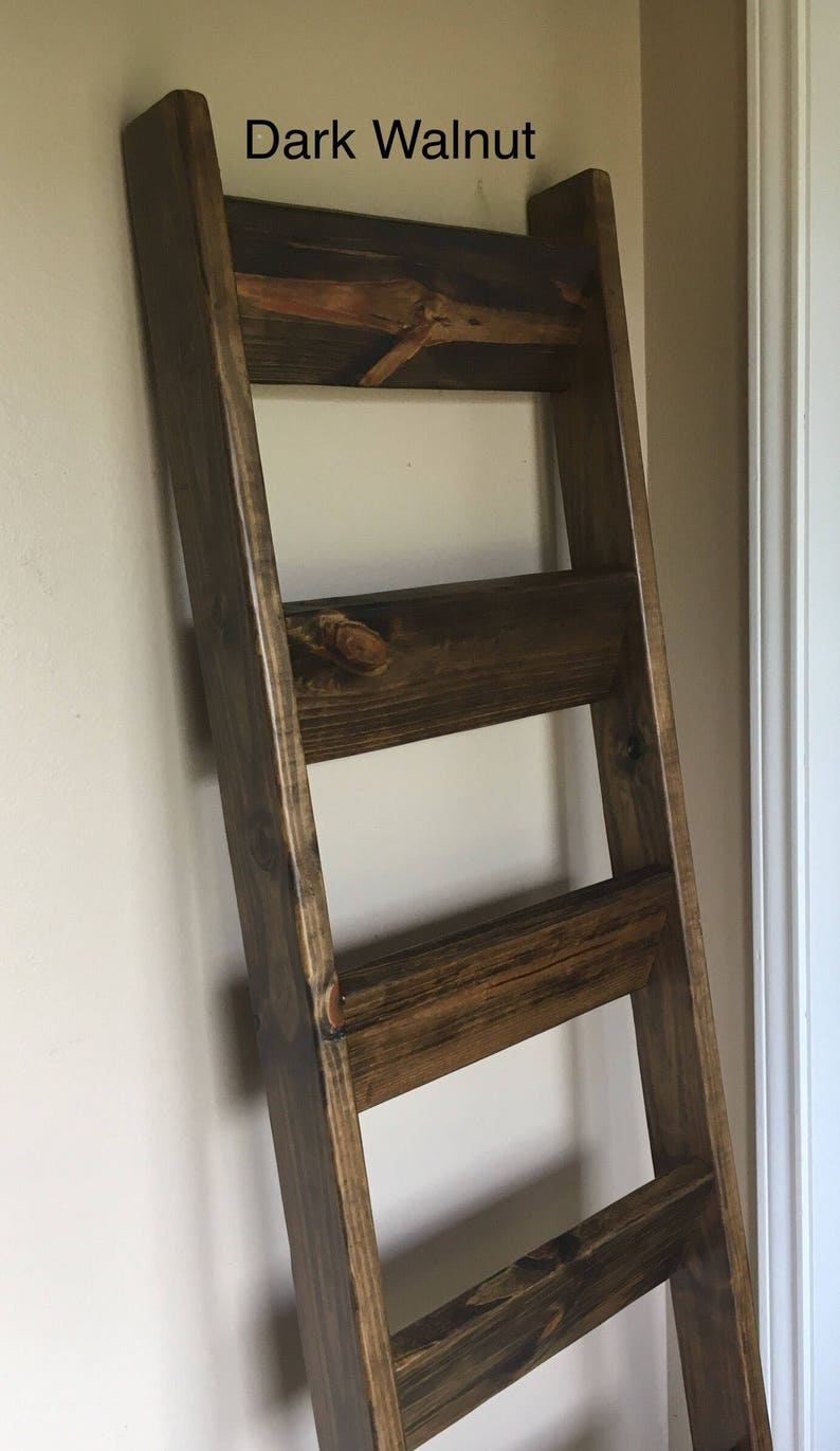 5 ft Blanket Ladder, Quilt Ladder, Wood Ladder, Blanket organizer, Quilt organizer, Rustic Decor, Farmhouse, Rustic Ladder, Shabby Chic Deco image 5