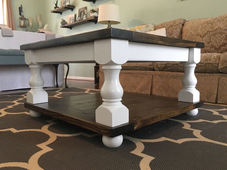 Farmhouse Coffee Table with Bun Feet 36x36x19 | Etsy