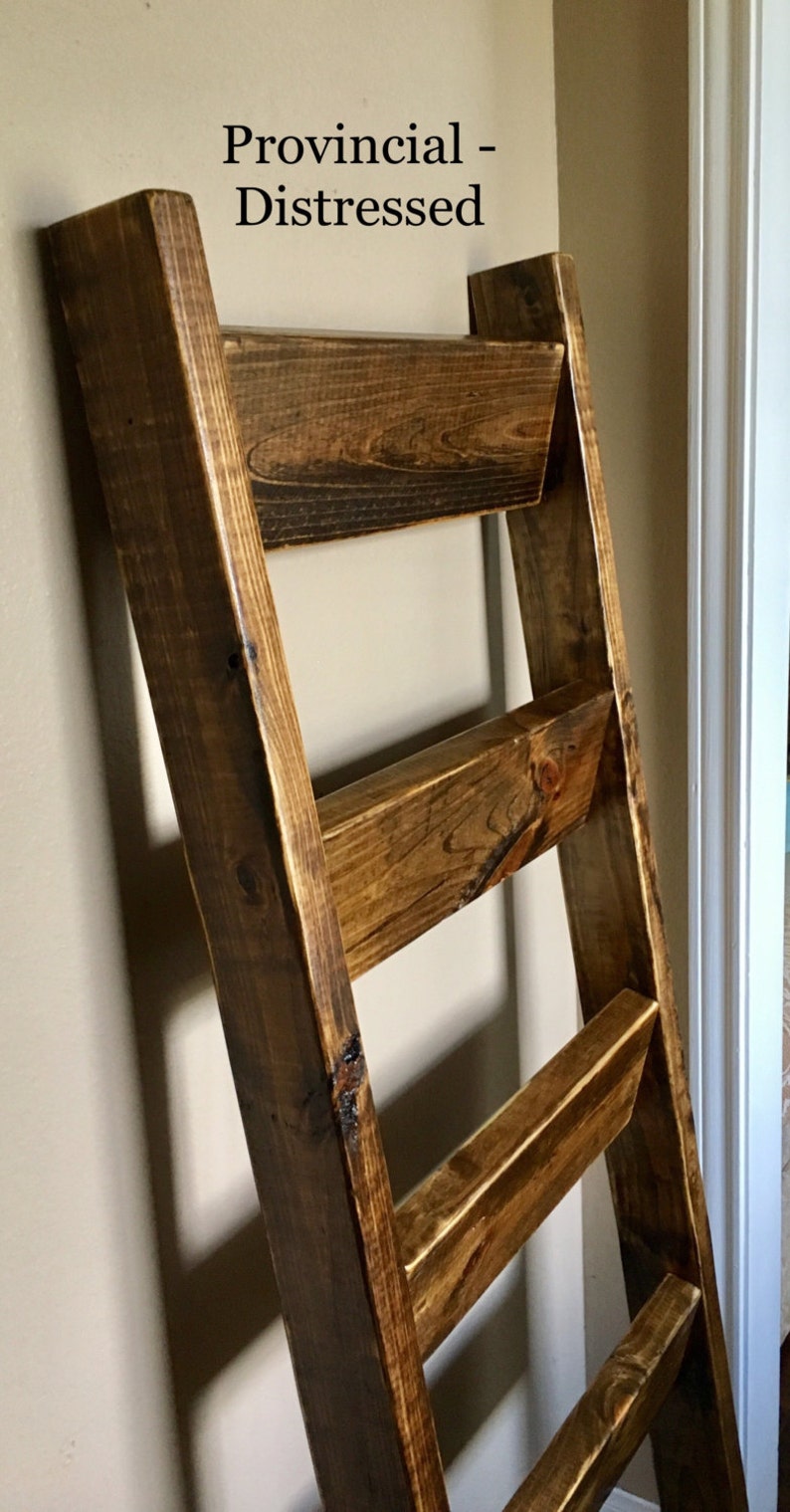 5 ft Blanket Ladder, Quilt Ladder, Wood Ladder, Blanket organizer, Quilt organizer, Rustic Decor, Farmhouse, Rustic Ladder, Shabby Chic Deco image 4