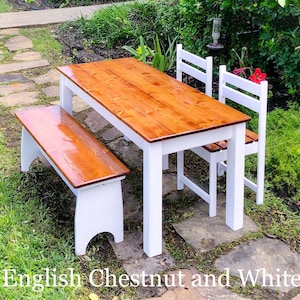 Childrens Table Set with Straight Legs and Moon Bench