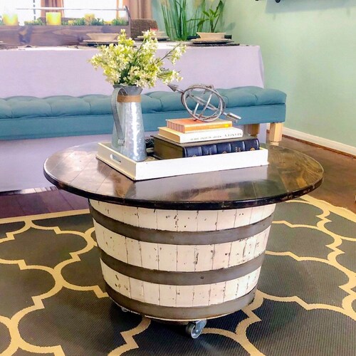 Whiskey Barrel Stave Coffee Table Etsy