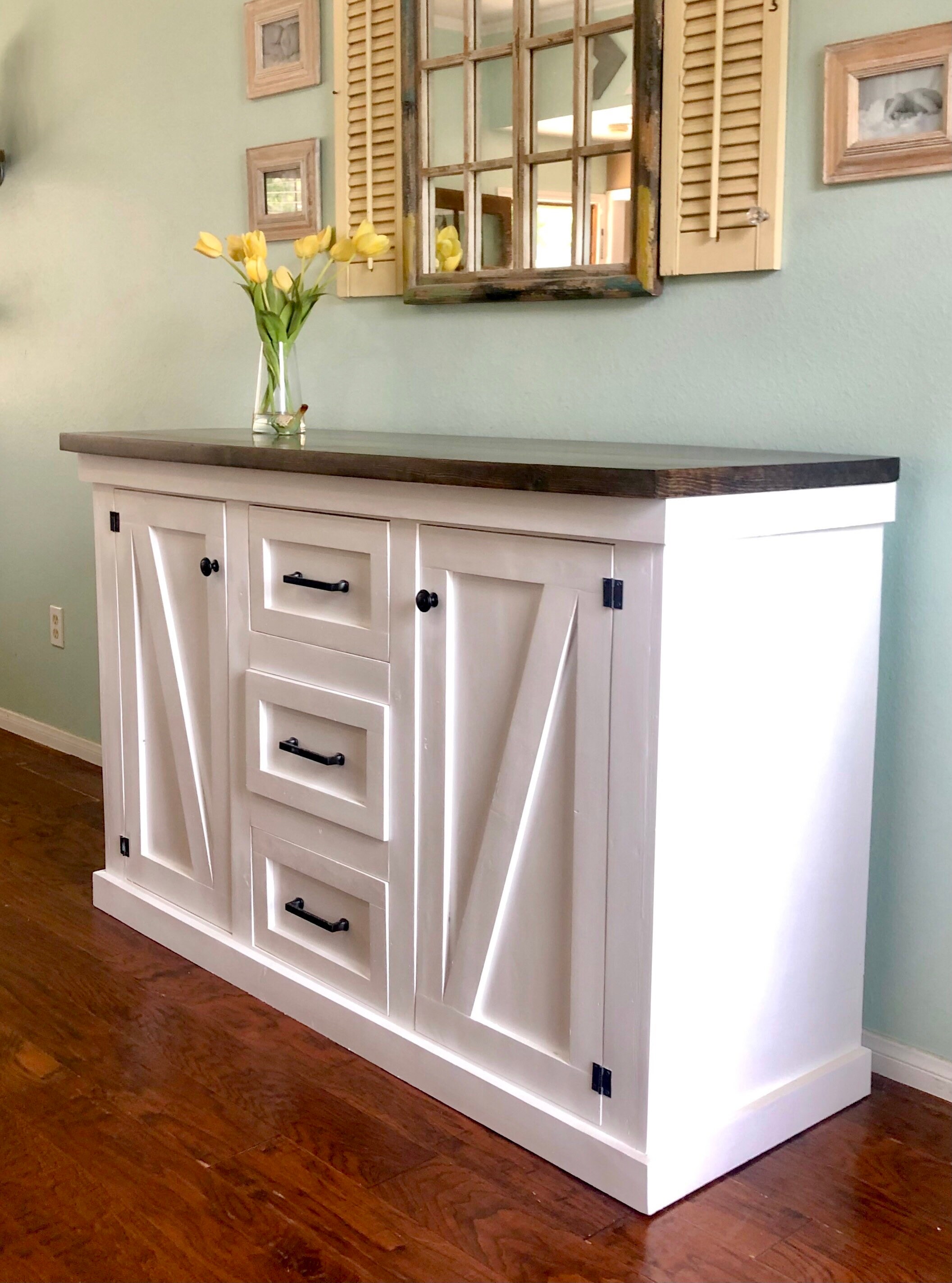 Farmhouse Console With Hutch - Etsy