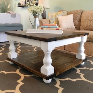 Farmhouse Coffee Table with Bun Feet 36x36x19