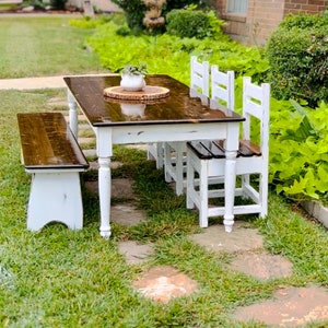 61 in. Kids Farmhouse Table with chairs and/or bench image 2