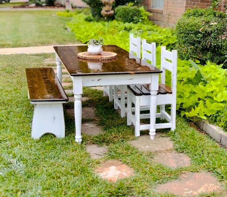 61 in. Kids Farmhouse Table with chairs and/or bench image 2