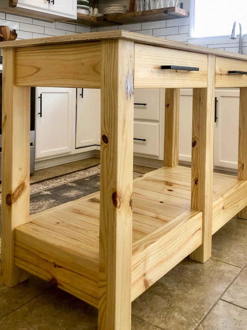 Farmhouse Kitchen Island Chunky Legs Etsy