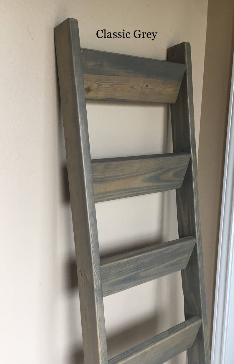 5 ft Blanket Ladder, Quilt Ladder, Wood Ladder, Blanket organizer, Quilt organizer, Rustic Decor, Farmhouse, Rustic Ladder, Shabby Chic Deco image 9