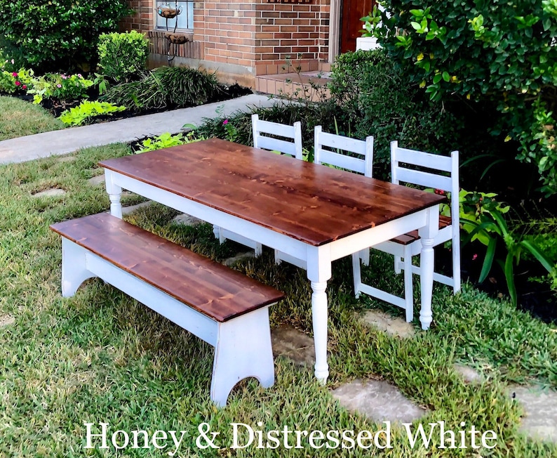 61 in. Kids Farmhouse Table with chairs and/or bench image 3