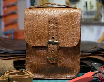 Big upright leather bag