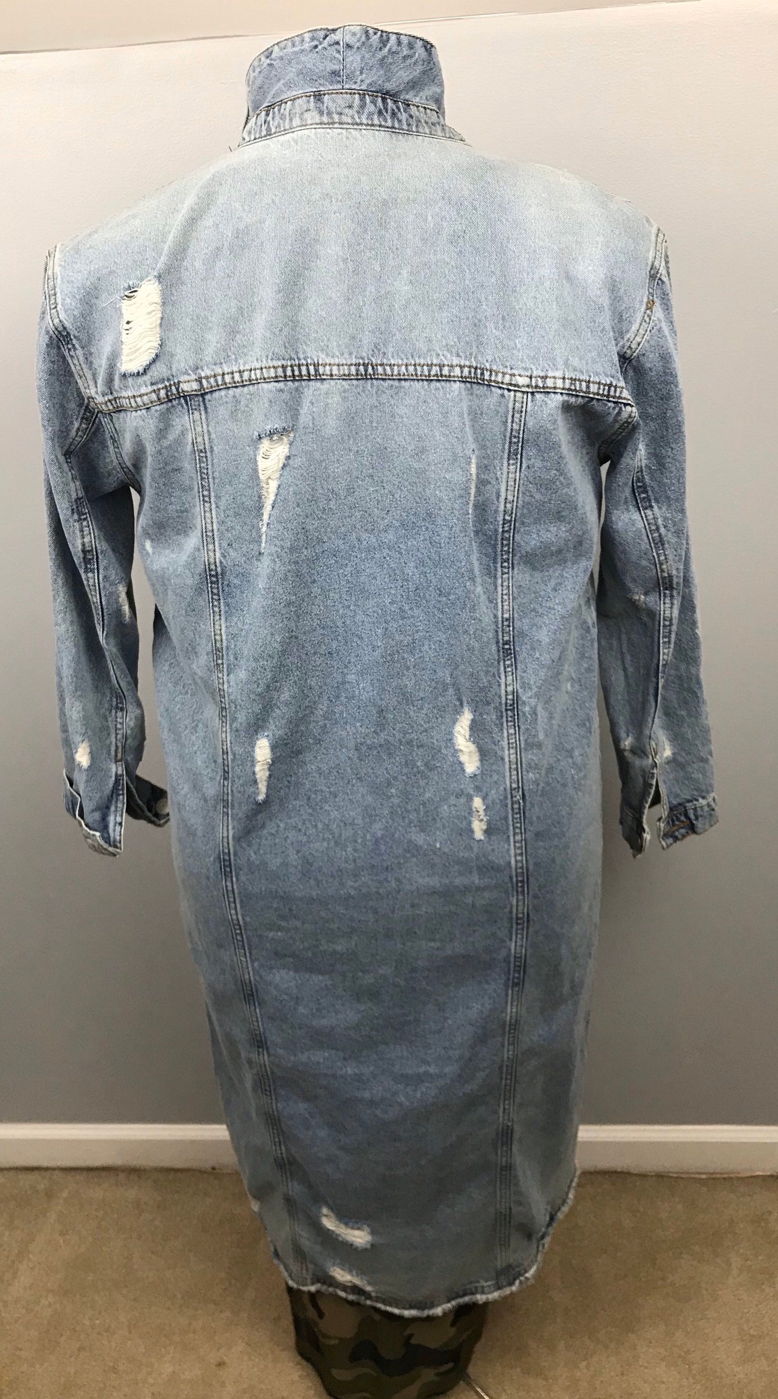 Long Denim Duster Jacket Etsy