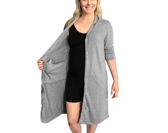 Night Gown for  MASTECTOMY Surgery with Drain Holder Pockets Robe