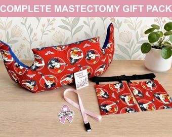 Kit de recuperación de mastectomía: cinturón de drenaje, almohada, cordón para ducha y regalos gratis (Pw)
