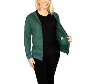 HOODIE Post Op Mastectomy Lightweight Sweatshirt to hold Drains For Single or Double Mastectomy Breast Cancer Gift