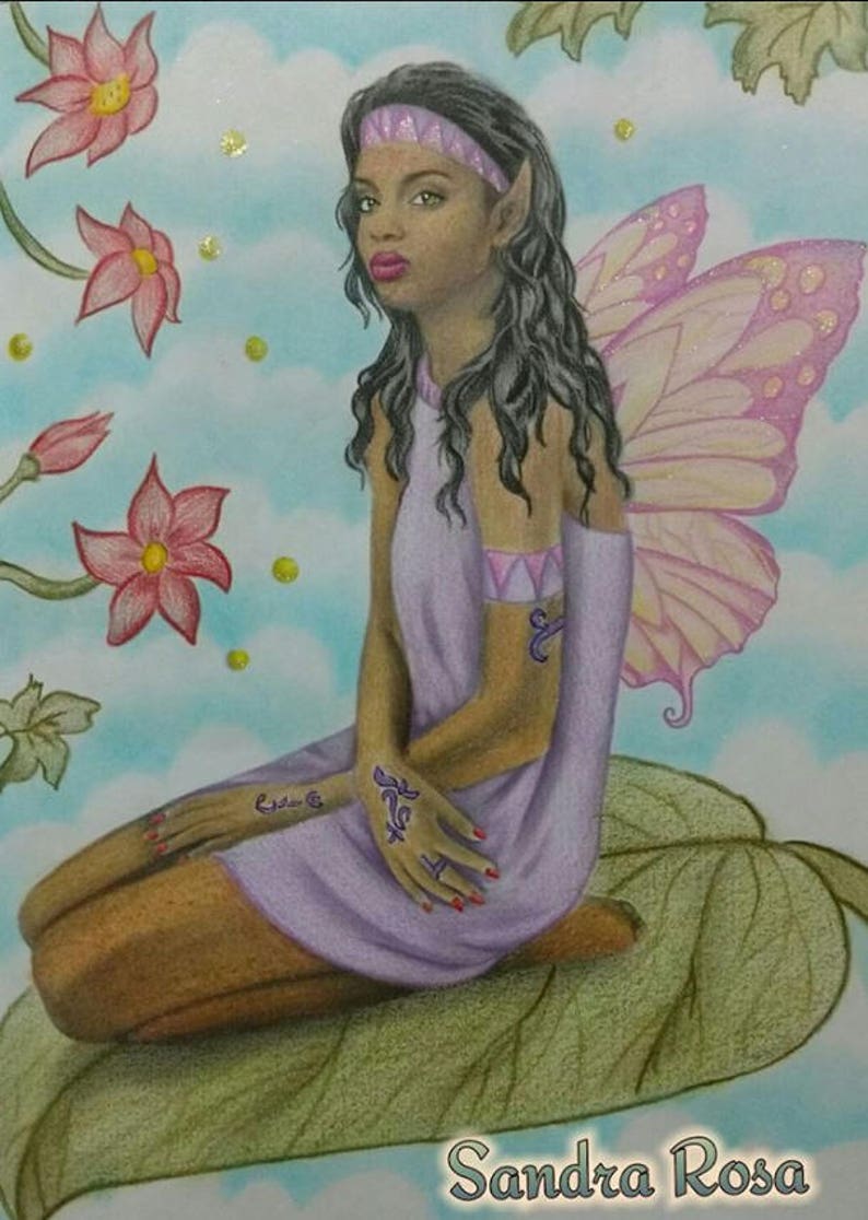 PRINTABLE Coloring Page Grayscale. African fairy | Etsy