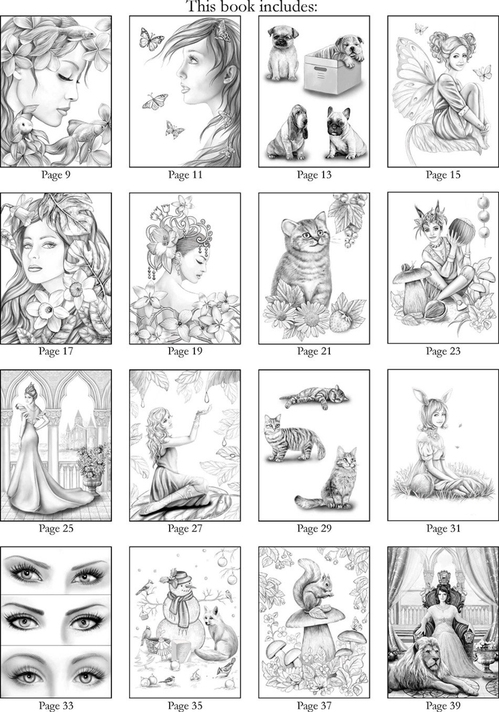 PDF coloring book 100 Best GRAYSCALE coloring pages PART 2. | Etsy