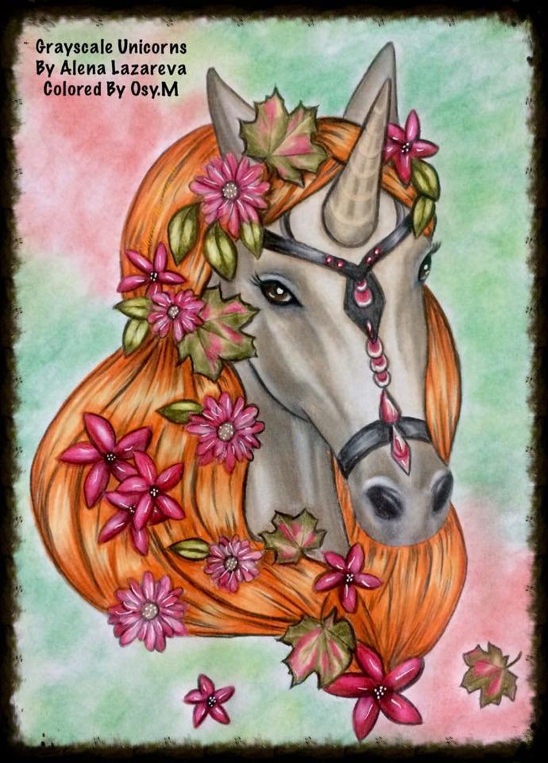 printable digital pdf unicorns grayscale coloring book