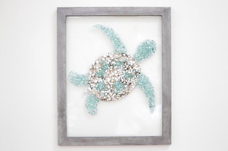 Sea Turtle Wall Art Sea Glass Art Resin Art Seaglass Art Etsy