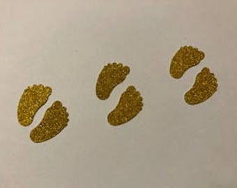Baby Shower Confetti, Gold Baby Feet, Gold Confetti, Baby Shower, Centerpieces, Baby Girl, Baby Boy, Gold Glitter Card Stock, Confetti