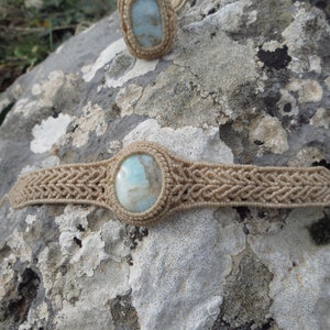 Macrame bracelet with Italian aragonite, special women's bracelet with blue aragonite