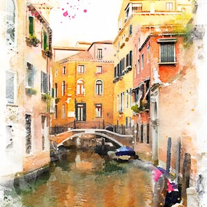 Venedig Kanalbrücke / Italien Druck / Aquarell druckbare Wand Kunst / Home Decor/Wandbehang/Neutral Fotografie Druck Poster, Venedig Gebäude