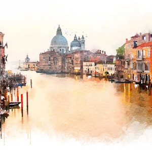 Venice Italy Canal view Print/Watercolor Fine Art/ Wall Art /Colorful Decor /Photography Painting/ Art & Collectibles/ Home and Living