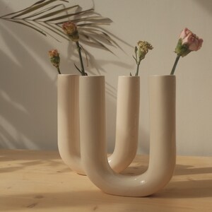 Ceramic vase, White color, Living room, Decoration vase, Handmade ceramic, Flower vase, Three shapes image 3