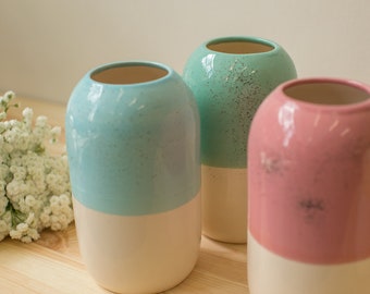 Ceramic vase, Living room, Decoration vase, Handmade ceramic, Flower vase, Three sizes, Capsule shape