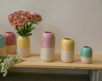 Ceramic vase, Living room, Decoration vase, Handmade ceramic, Flower vase, Three sizes, Capsule shape