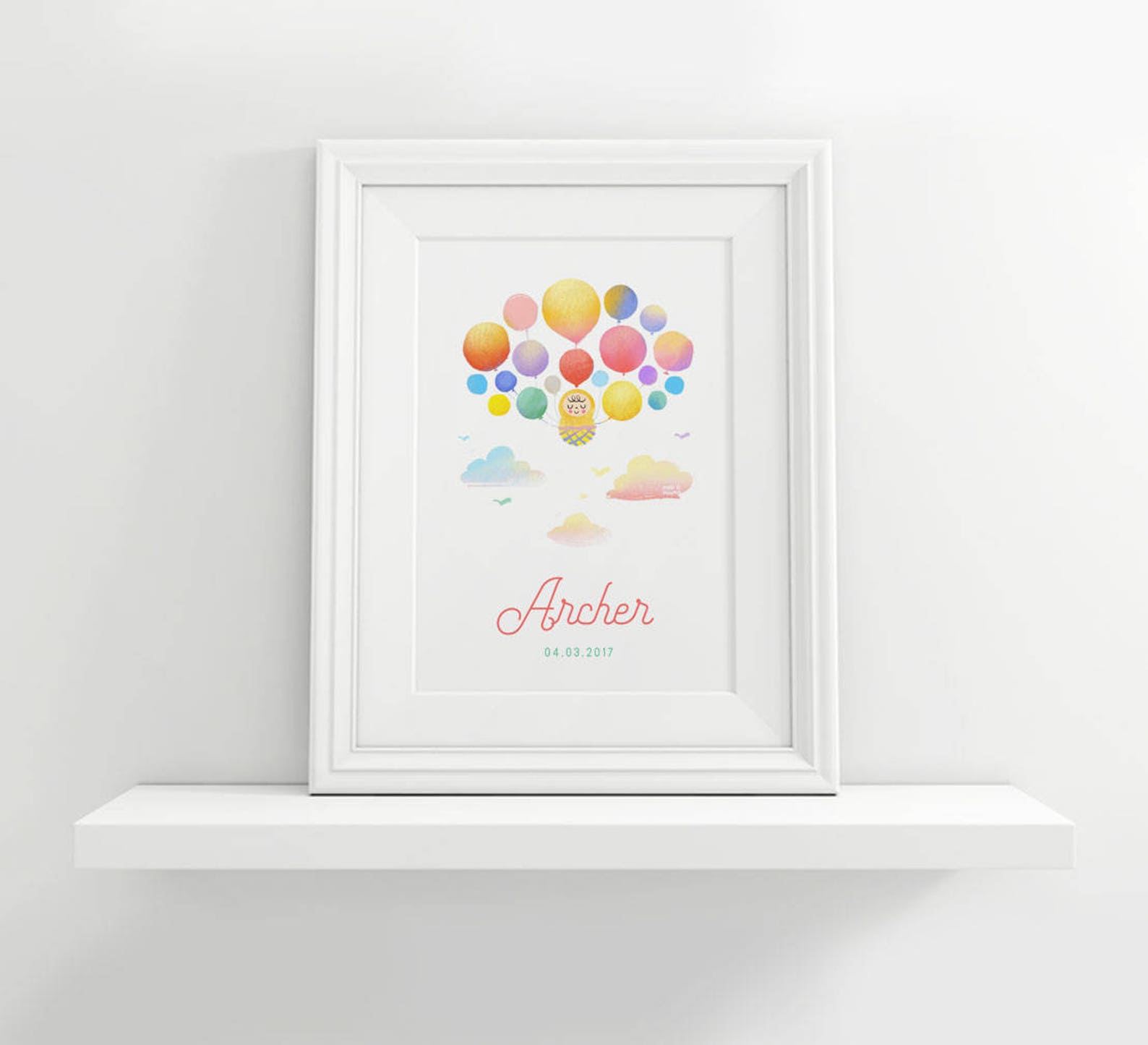 Custom Balloon Baby Name Poster Gender Neutral Baby Gift Etsy