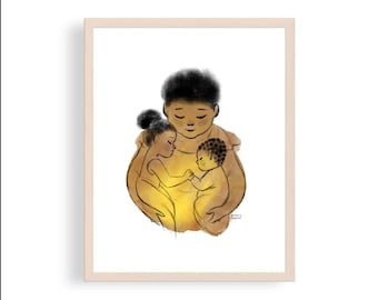 Mama, Original art hand made digital print. New mom gift, baby shower gift, doula gift, mothering art